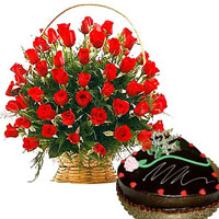 25 rad roses basket 500g chocalate cake heart shaped 25 rad roses basket 500g chocalate cake heart shaped