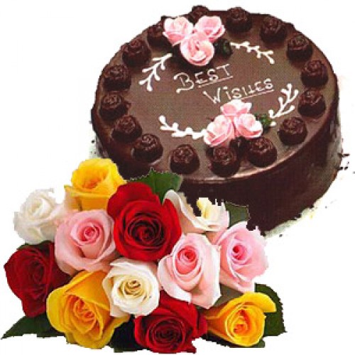 Chocolate cake with Roses Chocolate cake with Roses